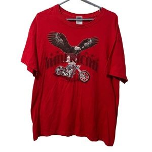 Gildan Shirt Men‎ Large Red Cotton Eagle Motorcycle American Lightweight Casual